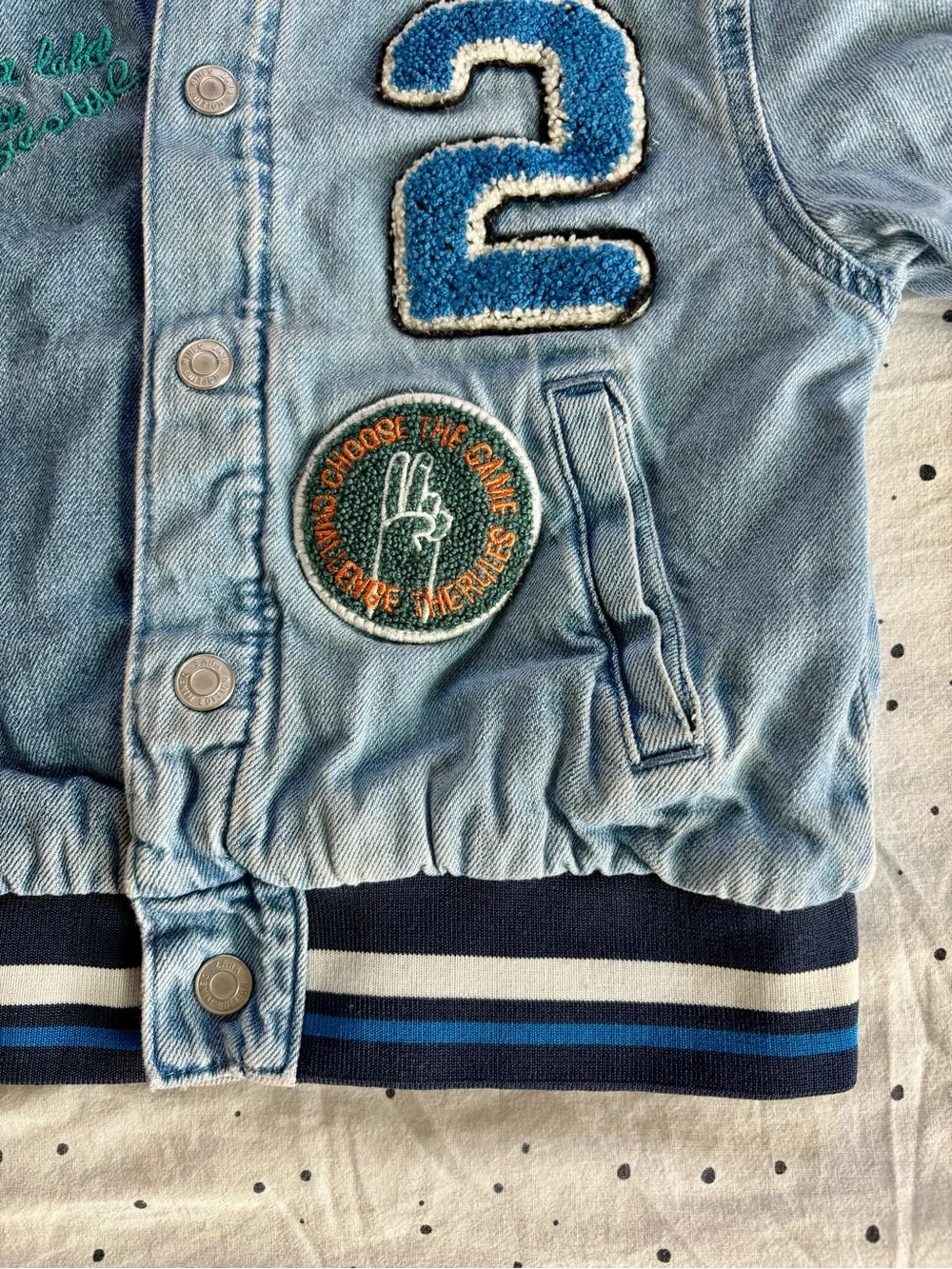 Zara Light Blue Two Tone Denim Kids Bomber Jacket